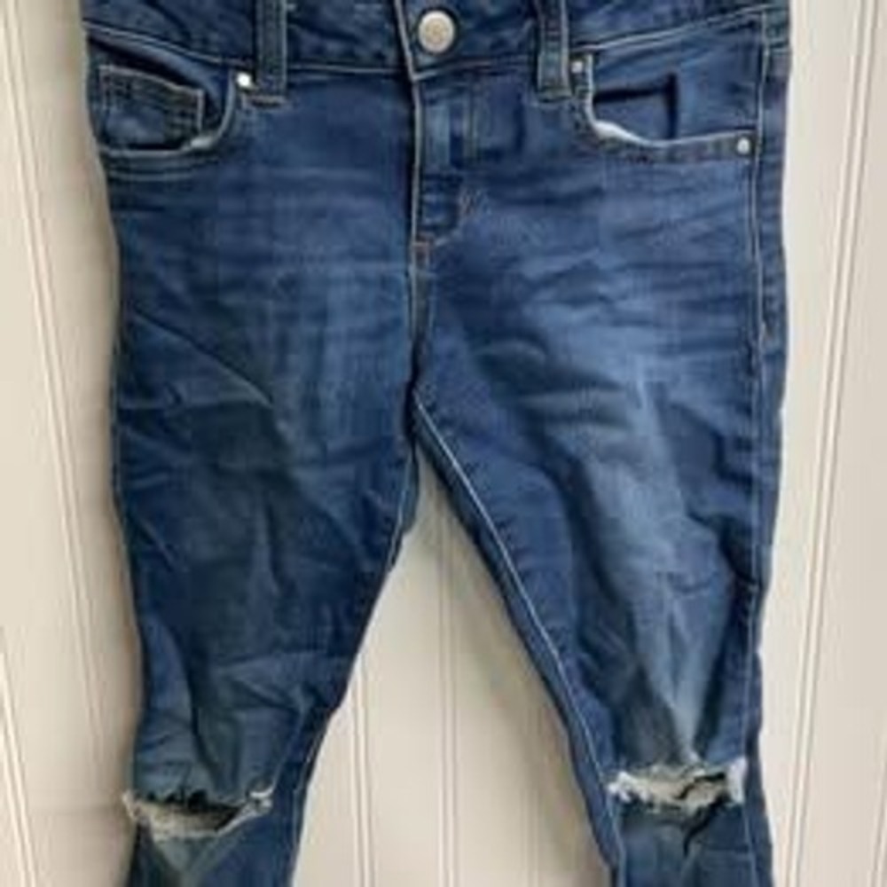Wonder Nation Girls Skinny Jeans Blue Distressed Ripped Knee Size 7